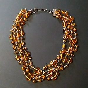 Antique Amber Czech Glass Necklace